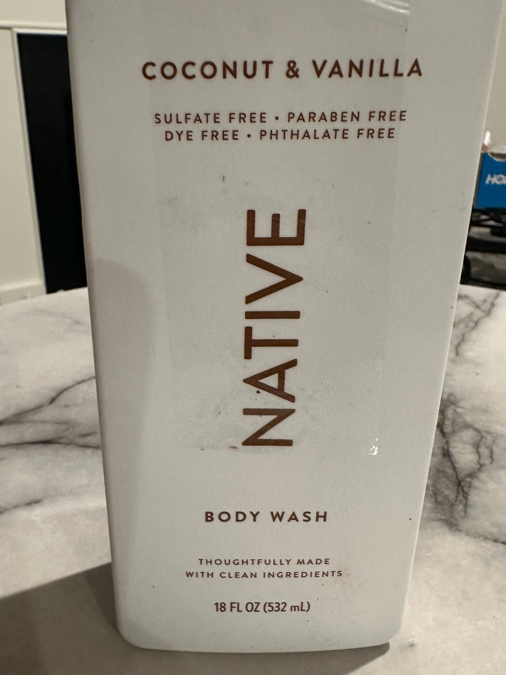 Native Coconut & Vanilla Body Wash - White with Bronze Text